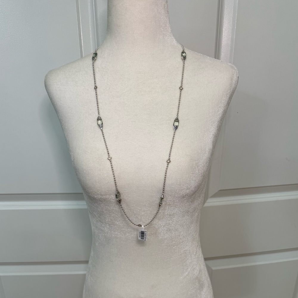 Caviar Color Six Station Prasiolite Necklace from Lagos